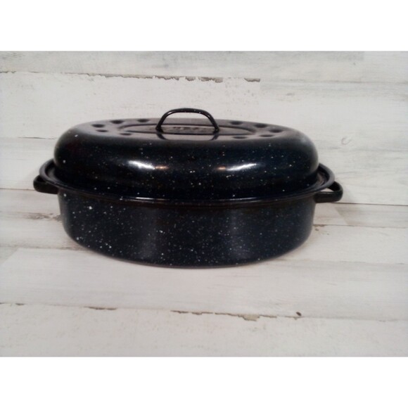 Medium Blue Roaster Pan / Great For All Occasions / Some Wear - Picture 10 of 16